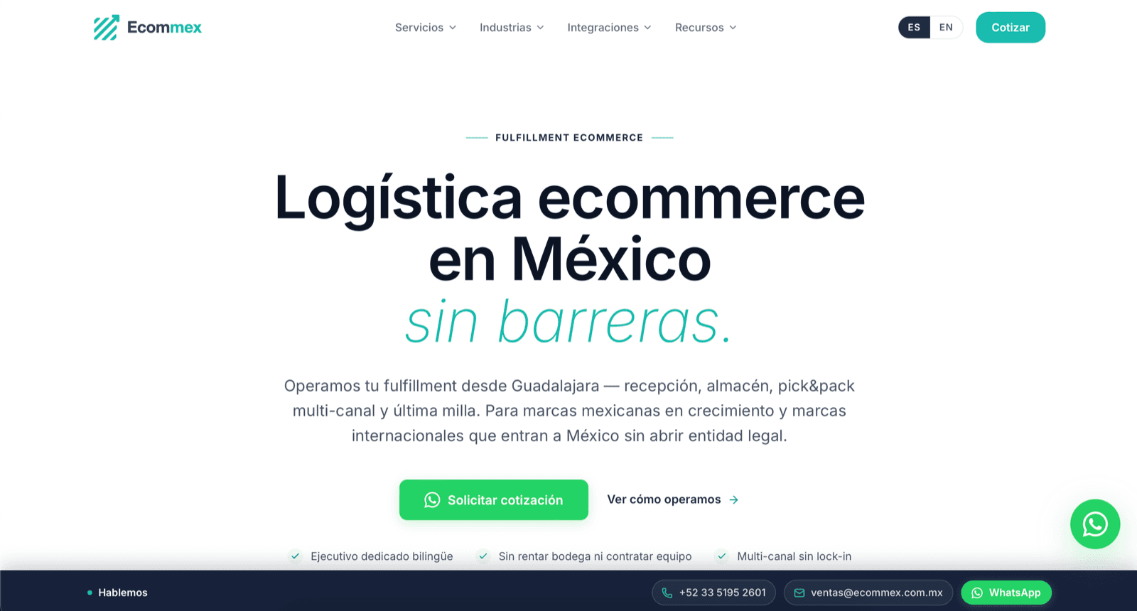 Sitio web de Ecommex